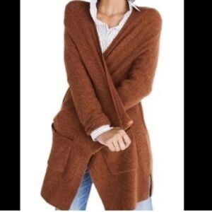 Madewell Kent Cardigan Sweater in Coziest Yarn in burnt orange brown size xsmall